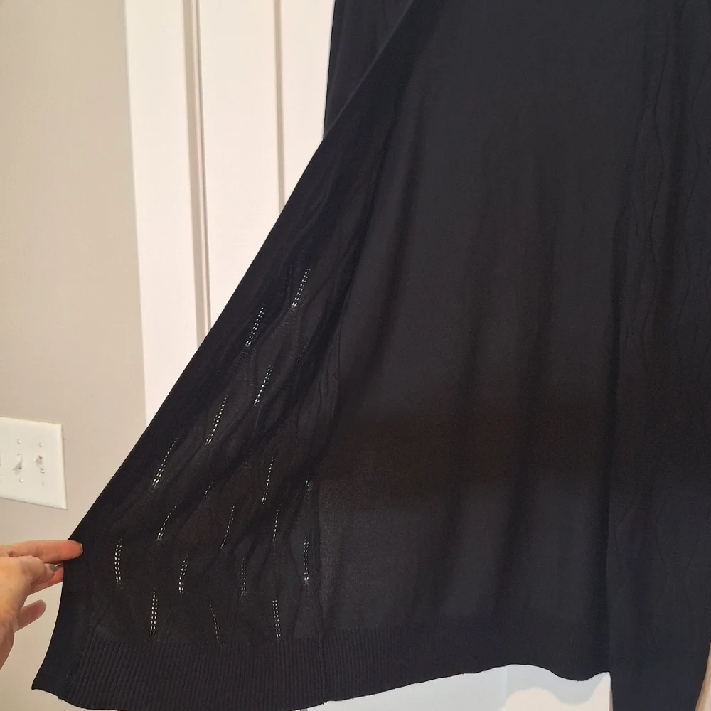 Stitchcount Black Open Front Knit Cardigan With Stretch Size Medium